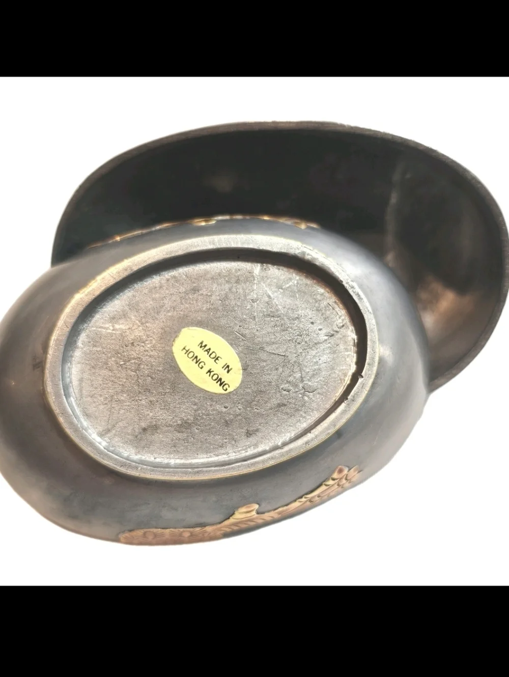 Vintage Collectible Rustic Pewter & Brass Duck Trinket Jewelry Decorative  Box